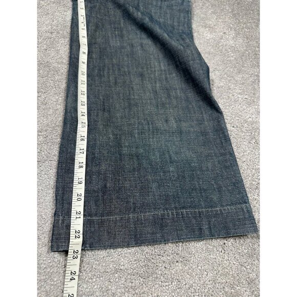 Vtg Iena Pants Womens 38 US Medium Blue Denim Wide Leg Cropped Sailor Na… - Picture 9 of 14